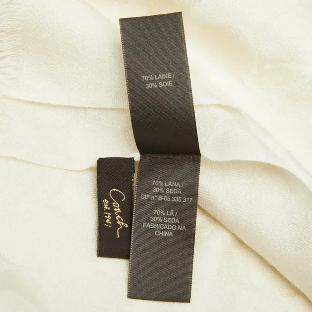 Coach Signature Wool Silk Scarf Beige